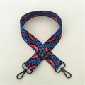 Detailed shot of ethnic geometric pattern strap with gunmetal swivel snap hooks - Style 57 Gunmetal Buckle