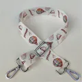 Detail of colorful floral strap with hot air balloon patterns and silver metal buckles - No. 33 Silver Buckle