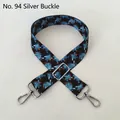 Adjustable wide replacement bag strap featuring blue and orange ethnic patterns with silver buckles - No. 94 Silver Buckle