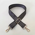 Detail of Style No.99 adjustable black and white geometric pattern strap with gold hardware - No. 99 Gold Buckle