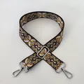 Detail of colorful ethnic pattern bag strap with silver metal buckle and adjustable clasp - No. 95 Silver Buckle