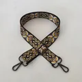 Close-up of geometric jacquard shoulder strap with gunmetal buckle for handbags - No. 95 Gunmetal Buckle