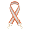 Verstellbarer Taschenriemen in Orange und Silber mit polierten goldfarbenen Karabinerhaken - Silberverschluss / Orange