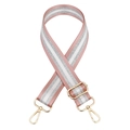 Verstellbarer breiter Web-Schultergurt mit rosa Silber-Glitzerstreifen und Goldbeschlag - Silberverschluss / Rosa