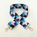 Tracolla larga regolabile con motivo geometrico blu e grigio e fibbie in metallo dorato - Stile 02 Hardware Dorato