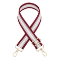 Detail of adjustable wine red and silver striped high-density strap with gold hardware - Dark Wine Red