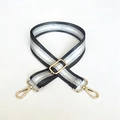 Adjustable striped woven shoulder strap with silver glitter and gold metal lobster clasps - Dark Gray