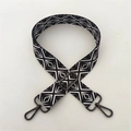 Close-up of adjustable woven shoulder strap with black and white diamond pattern - Style 61 Gunmetal Buckle