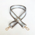 Adjustable khaki webbed shoulder strap with silver glitter and gold metal hardware - Dark Khaki