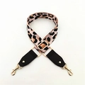 Bandoulière réglable imprimé léopard avec cuir noir et boucles métalliques dorées - Rose
