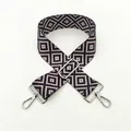 Detail of pink and black geometric woven purse strap with silver metal buckle - Style 05 Silver Hardware