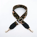 Adjustable wide leopard print bag strap in army green with gold lobster clasps - Green