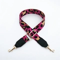 Leopard print wide replacement bag strap with gold metal buckles and adjustable length - Rose Red