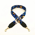 Macro detail of blue leopard print replacement strap with golden metal lobster clasps - Sky Blue