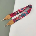 Detail of adjustable floral replacement strap with gold hardware for women handbags - Rose Floral + Yellow Leather