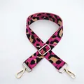 Adjustable rose red leopard print wide shoulder strap with gold metal hooks and buckle - Rose Red