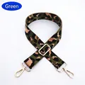 Detail of adjustable leopard print bag strap in green with gold metal swivel snap hooks - Green