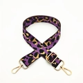 Tracolla per borsa con motivo leopardato viola e oro con fibbie metalliche dorate - Chiusura in Argento / Viola