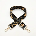 Detail of adjustable leopard print bag strap with premium gold metal lobster clasps - Dark Gray