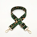 Leopard print crossbody strap with green accents and gold adjustable metal hardware - Dark Green