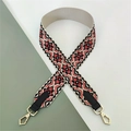 Tracolla di ricambio ricamata etnica per borse con ganci e fibbie in metallo dorato - Chiusura in Argento / Beige Floreale