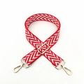 Adjustable chevron patterned wide red and white replacement shoulder strap with gold hooks - Red