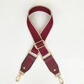 Adjustable burgundy and beige canvas shoulder strap with gold-tone metal hardware - Wine Red Khaki Edge