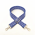 Adjustable patterned shoulder strap with blue wave weave and gold metal hardware for bags - Sky Blue