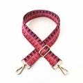 Ethnic style woven replacement bag strap with geometric patterns and gold metal clips - No. 17 Rose Red