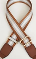 Bandoulière large rayée réglable marron et gris argenté avec boucles dorées - Marron