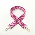 Detail of pink wave pattern adjustable shoulder strap with gold metal lobster clasps - Deep Pink
