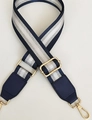 Bandoulière réglable à rayures bleu marine et argent avec ferrures dorées - Bleu