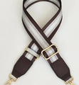 Bandoulière réglable à rayures marron et argent avec mousquetons métalliques dorés - Marron