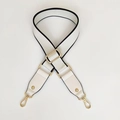 Adjustable wide replacement strap in white woven fabric with black edges and gold hooks - Riveted White Style