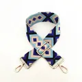 Ethnic geometric pattern woven strap with gold metal buckles for crossbody bags - Light Blue Diamond (No. 3)