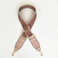 Adjustable mauve pink wide replacement shoulder strap with gold metal hooks and buckles - Riveted Pink Style