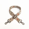 Ethnic style wide canvas bag strap with geometric patterns and metal hooks - Khaki With Gunmetal Buckle