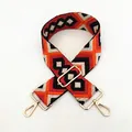 Adjustable geometric diamond pattern strap for shoulder bags with gold metal clasps - Orange Rhombus (No. 8)