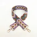 Detailed weave of ethnic colorful replacement shoulder strap with gold metal buckle - Light Purple Rhombus (No. 10)