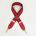 Adjustable red nylon shoulder strap for bags with gold metal hooks and black edges - Riveted Red Style