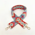 Ethno-Stil gewebter Taschenriemen mit rotem und blauem Geometriemuster und Goldclips - Silberverschluss / Rosa Rauten (12号)