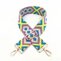 Ethnic style colorful woven shoulder strap with geometric patterns and gold metal buckles - Purple Rhombus (No. 15)