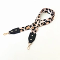 Verstellbarer Taschenriemen mit Leopardenmuster, goldener Schnalle und Lederenden - Rosa