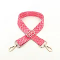 Ethnic style pink and white woven adjustable shoulder strap with gold metal hardware - No. 16 Pink