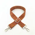 Ethnic style adjustable shoulder strap with brown and yellow geometric wave pattern - No. 19 Brown