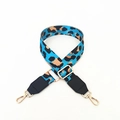Adjustable leopard print wide shoulder strap with blue pattern and gold metal hooks - Aqua