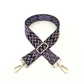 Detail view of ethnic purple geometric woven strap with light gold metal lobster clasps - No. 23 Purple