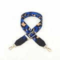 Adjustable wide blue leopard print bag strap with light gold metal swivel hooks - Sky Blue