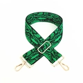 Bandoulière réglable large à motif serpent vert avec des mousquetons dorés - Vert