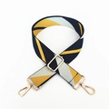 Verstelbare geometrische geweven tasriem met geel blauw grijze strepen en clips - Geel Contrast met Gouden Gesp